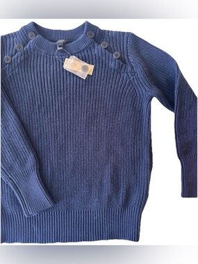 J Crew Women’s Blue Crewneck Sweater Size Small Anchor Button Details NWT
